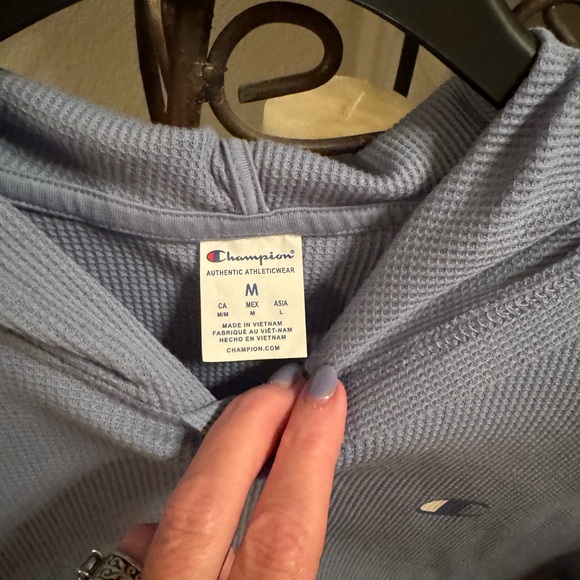 Champion Men's Wildflower Pale Blue Athletics Waffle Hoodie size medium - Picture 3 of 7